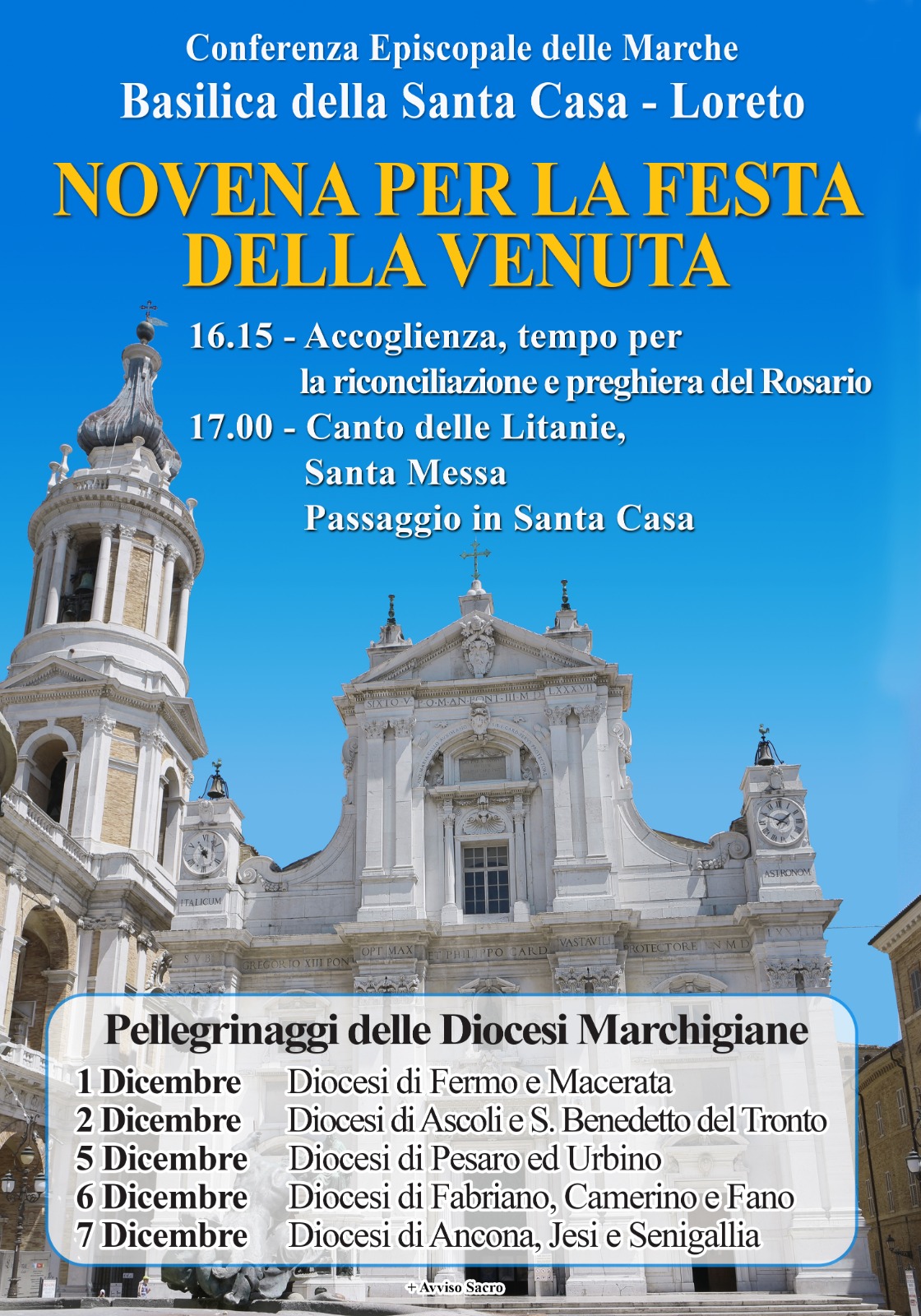 NOVENA PER LA FESTA DELLA VENUTA – Pellegrinaggio della Diocesi di Pesaro a Loreto – 5 dicembre 2022