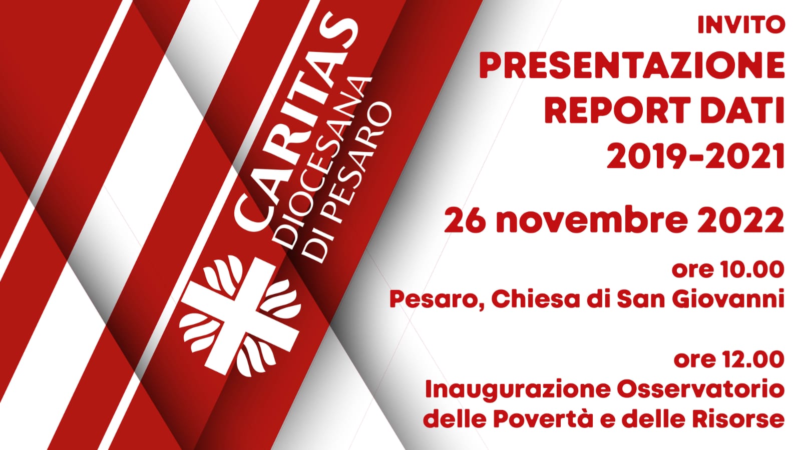 CARITAS DIOCESANA – PRESENTAZIONE REPORT DATI 2019-2021 – Chiesa di S. Giovanni – Sabato 26 novembre ore 10.00