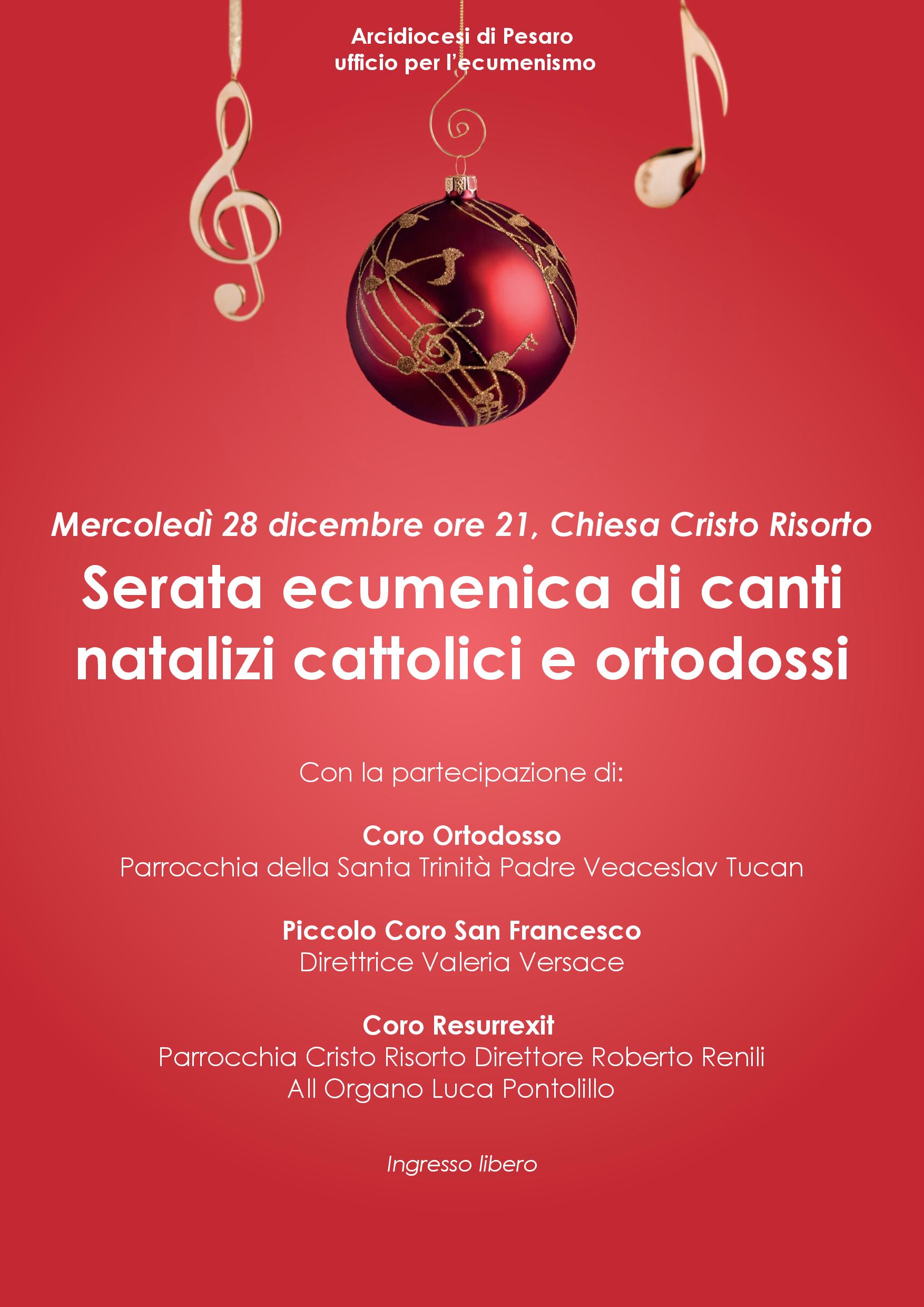 SERATA ECUMENICA DI CANTI NATALIZI CATTOLICI E ORTODOSSI – Cristo Risorto – 28 dicembre 2022, ore 21.00
