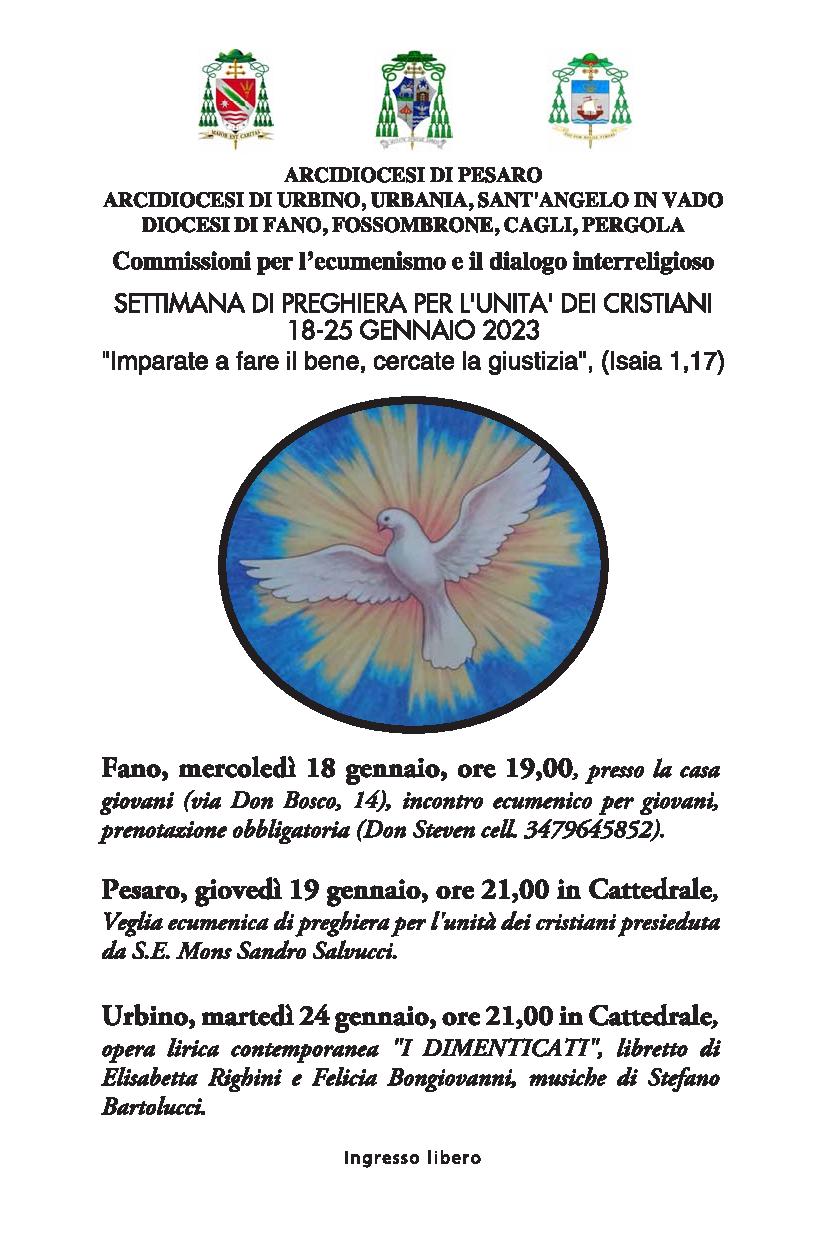 SETTIMANA DI PREGHIERA PER L’UNITA’ DEI CRISTIANI, 18-25 GENNAIO 2023  “Imparate a fare il bene, cercate la giustizia”, (Isaia 1,17)