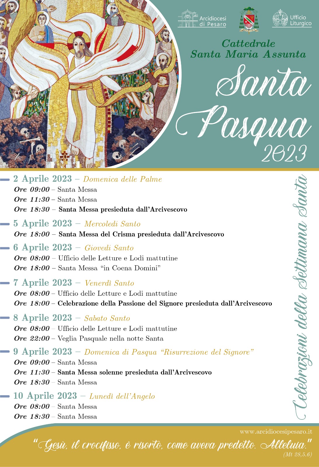 SANTA PASQUA 2023 – Celebrazioni nella Cattedrale di Santa Maria Assunta in Pesaro