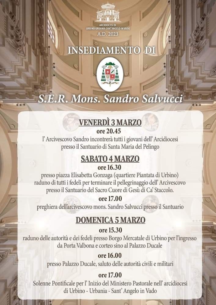 INSEDIAMENTO DI S.E.R. MONS. SANDRO SALVUCCI NELL’ARCIDIOCESI DI URBINO