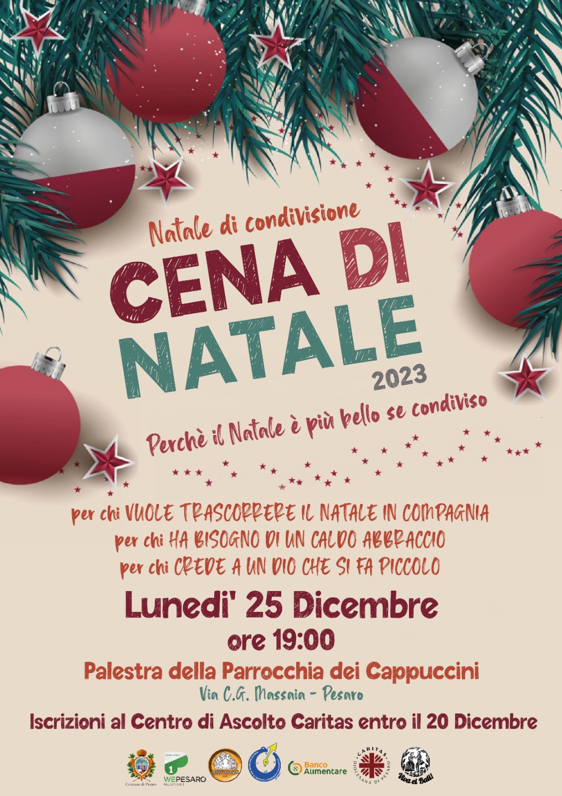 NATALE DI CONDIVISIONE 2023 – Lunedì 25 dicembre ore 19.00 – Parrocchia dei Cappuccini