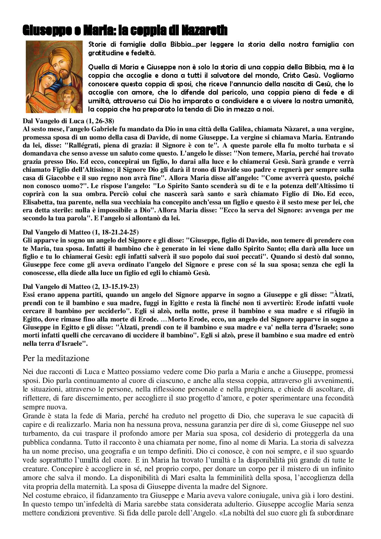 GIUSEPPE E MARIA: LA COPPIA DI NAZARETH – pag. 1