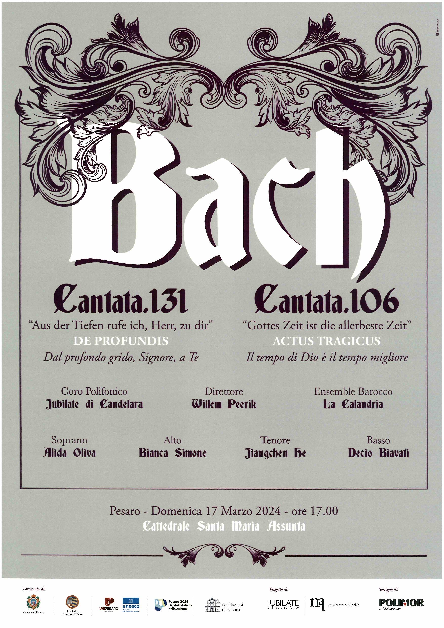 CORO POLIFONICO JUBILATE di CANDELARA – BACH – Cantata 131 – Cantata 106 – Cattedrale – 17 marzo 2024, ore 17.00