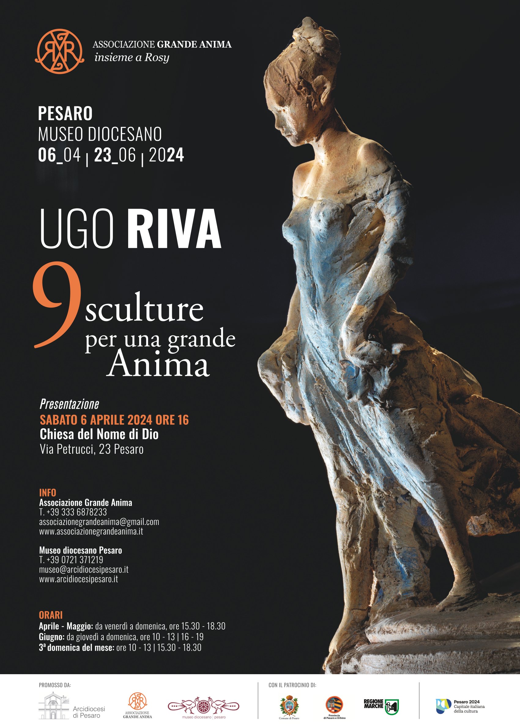 UGO RIVA – 9 SCULTURE PER UNA GRANDE ANIMA – Presentazione: sabato 6 aprile 2024 – Chiesa del Nome di Dio