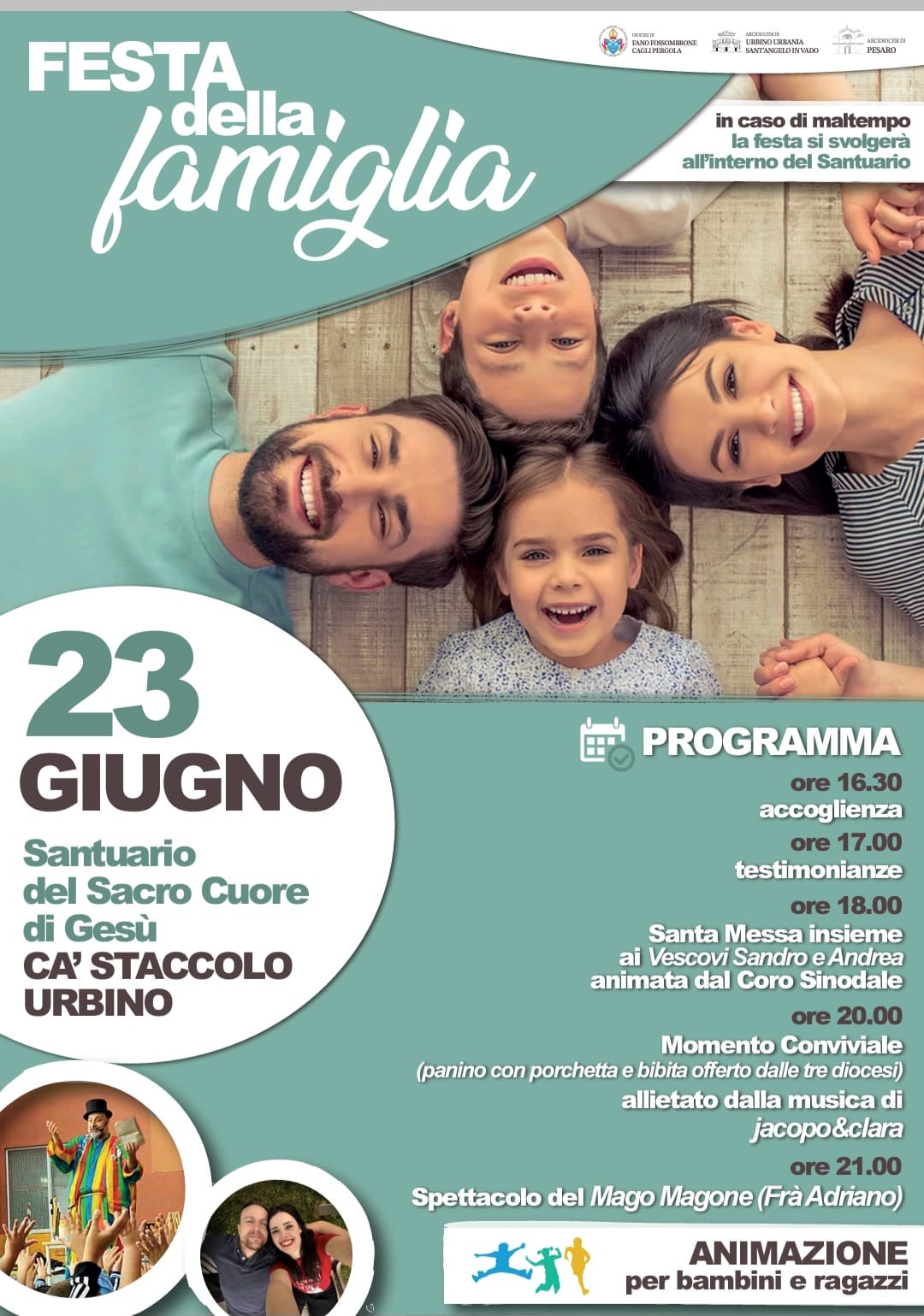 FESTA DELLA FAMIGLIA – Domenica 23 giugno 2024 dalle ore 16.30 – Santuario del Sacro Cuore di Gesù – Ca’ Staccolo Urbino