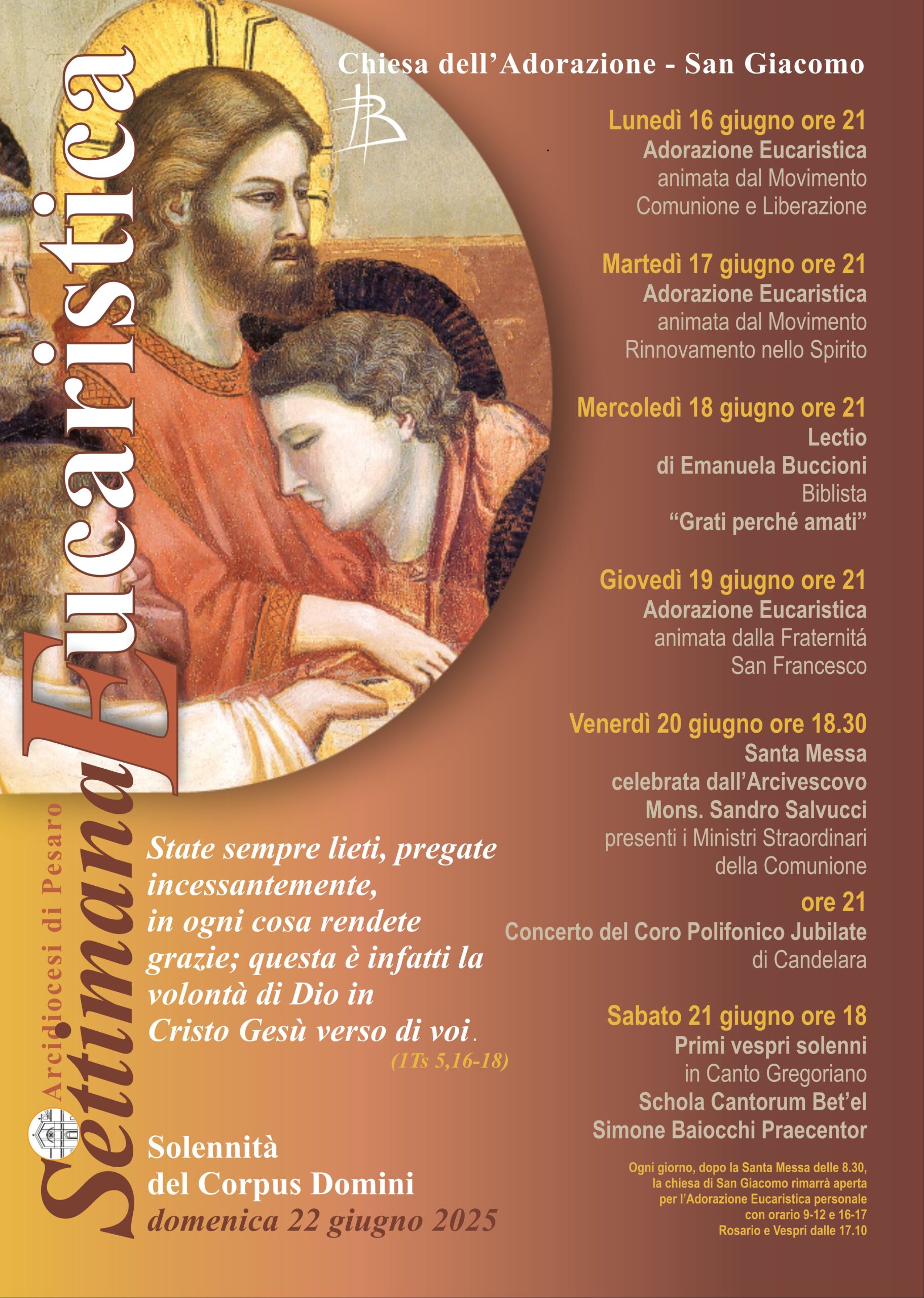 SETTIMANA EUCARISTICA – Chiesa di S. Giacomo – 16/22 giugno 2025 – CALENDARIO