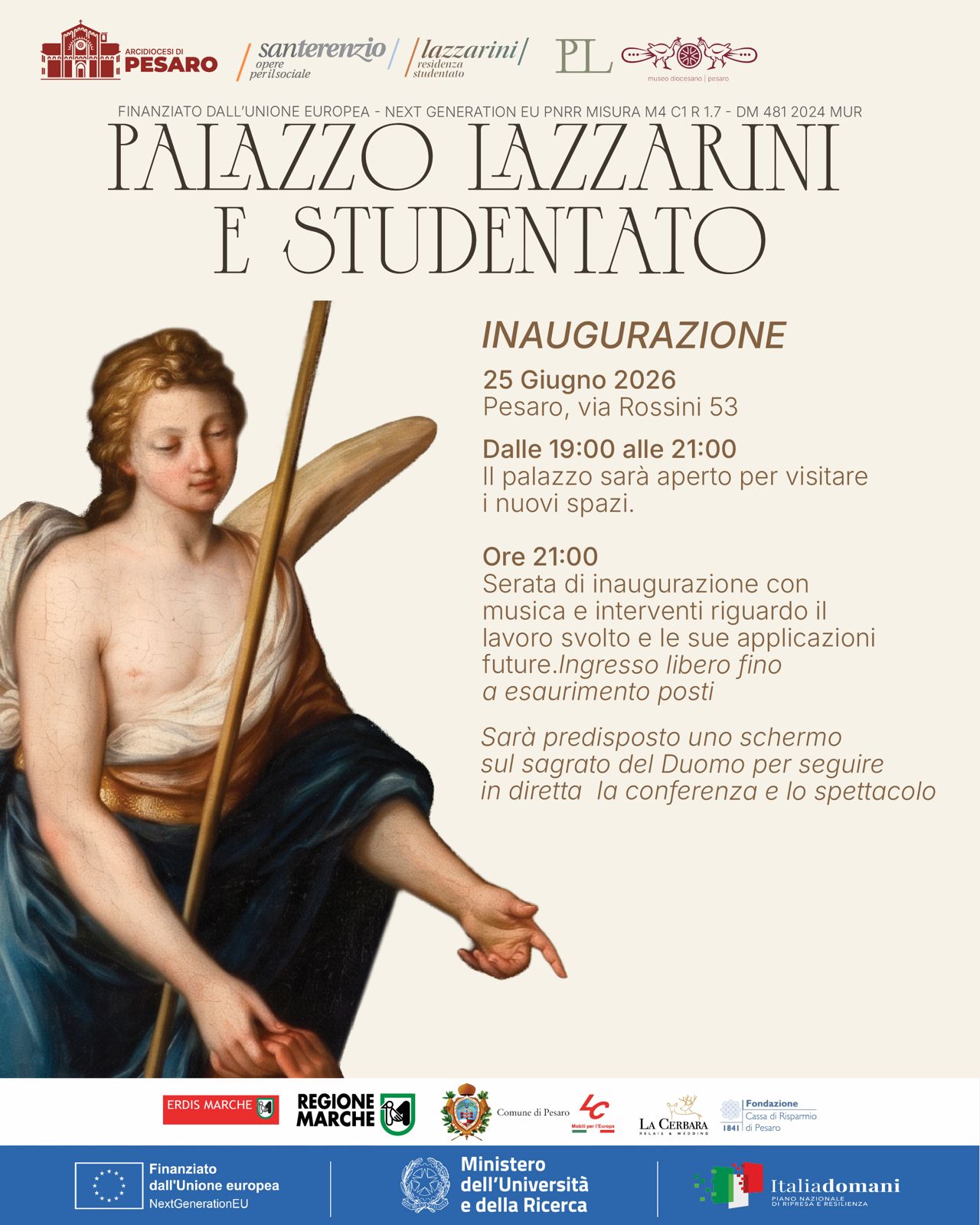 25 giugno: si inaugura Palazzo Lazzarini e lo Studentato